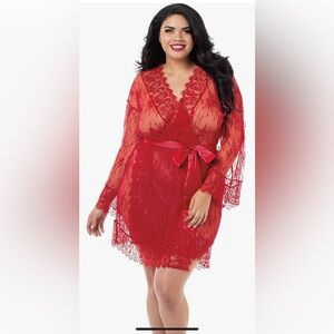 Dreamgirl Vibrant Red Lace Robe